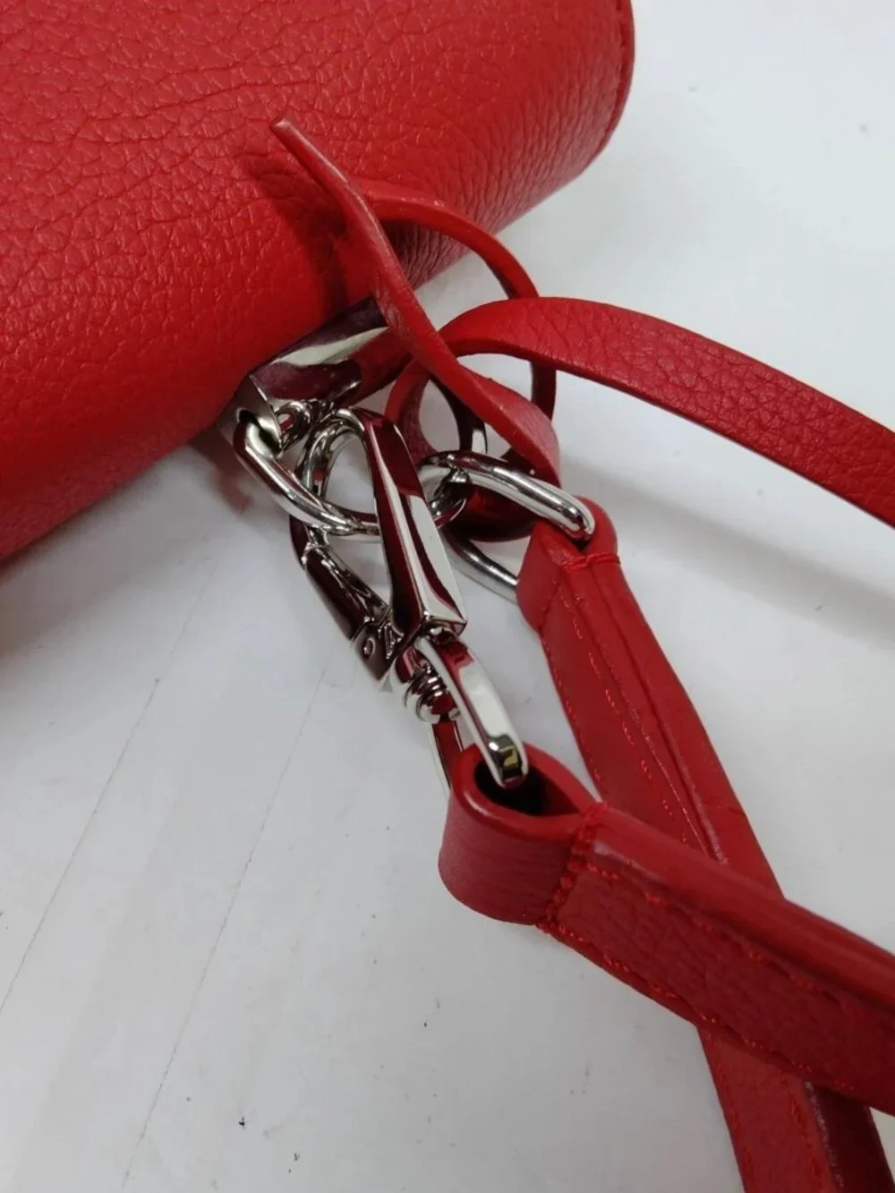Authentic Louis Vuitton Lockme II Red Calfskin Leather Top Handle Crossbody Bag